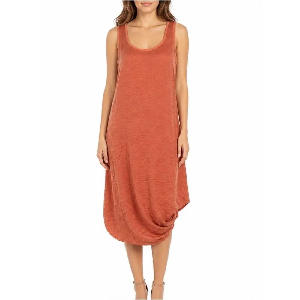Ronen Chen Yam Color Scoop Neck Sleeveless Midi Dress Size 6